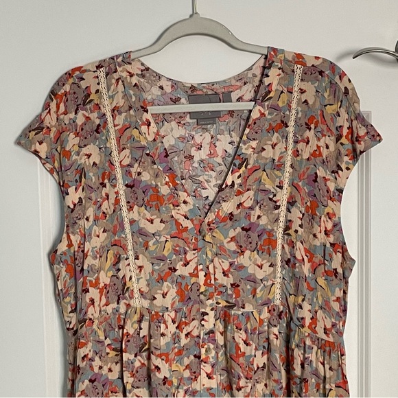 Anthropologie Vanessa Virginia floral v-neck tunic top 54035 - Picture 3 of 11